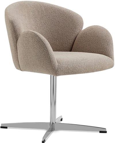 BLACKCOLORS Moby Premium draaibare eetkamerstoel - Holle zitting en hoge armleuningen, structuur in glanzend roestvrij staal, hoogte 48 cm, mokka-kleurige stof