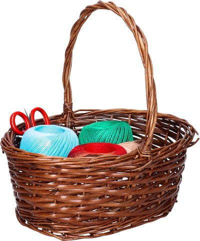 CM Bruiloft strooimandje - voor rozenblaadjes - bruin - riet - 30 x 22 x 12 cm - rieten mand