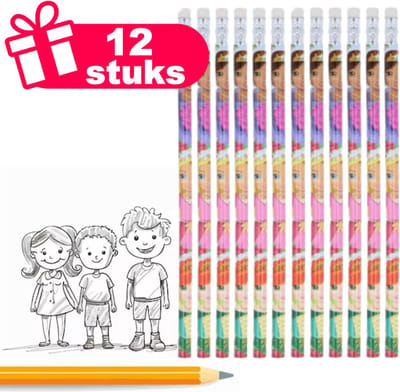 Henbrandt - 12 Stuks Prinsessen Potloden met Gum - Uitdeelcadeautjes voor Verjaardag Traktaties - Potood Grabbelton Cadeautjes - Kinderfeestjes - Princessen Potloden Kindertraktaties en Weggeefcadeautjes