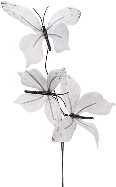 Clayre & Eef Decoratie Tak Vlinder 10x10x65 cm Wit Textiel