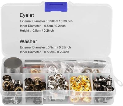 Dailygoody - Grommet Kit 5mm en 3mm - 640 Stuks Metaal Eyelets - Compleet met Gereedschap - Ideaal voor DIY Projecten - Inclusief Opbergdoos - Perfect