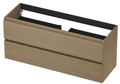 INK - Onderkast 2 Laden Greeploos met Houten Keerlijst - 1200x400x520 Mm - Olijf Eiken