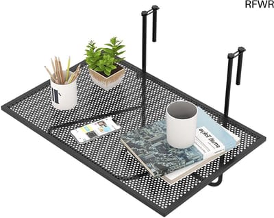 RFWR® Inklapbare Balkontafel voor Leuningen - Ruimtebesparende Hangtafel voor Balkon en Terras 60,5 x 50,5 cm
