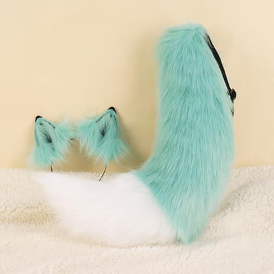 Halloween Simulatie Wolfstaart Pak Pluche Wolfsoren Handgemaakte Vossenoren Mannen En Vrouwen Cosplay Strip Show Rekwisieten beige