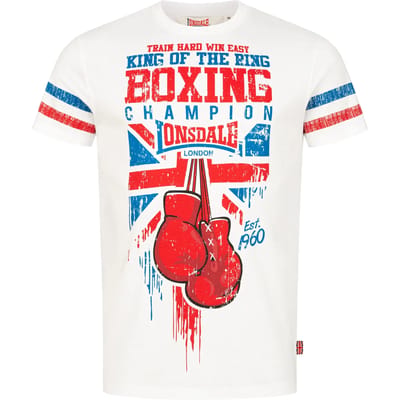 Lonsdale London CRUGMEER T-shirt wit M Katoen Heren - Basics, Casual wear, Street wear