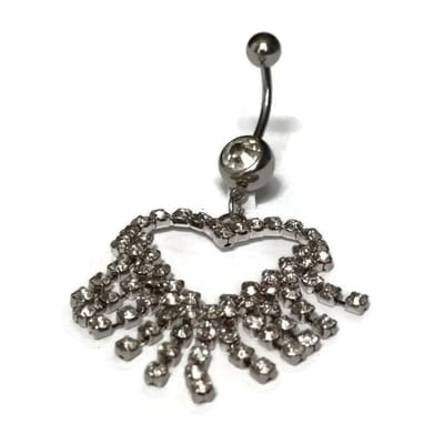 Aramat Jewels | Piercings | Stalen Navelpiercing met Groot Hart | Transparant | |14mm | Staal | Volwassenen | Verkleurd niet