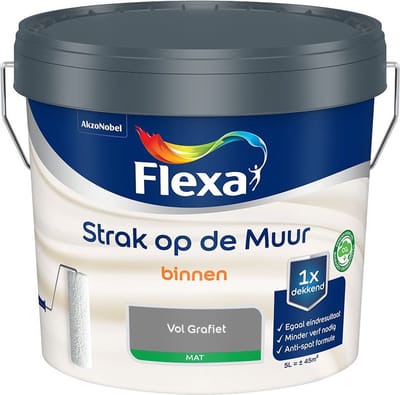 Flexa - Strak Op De Muur Binnen Mat - Vol Grafiet - Mengverf - 5 L