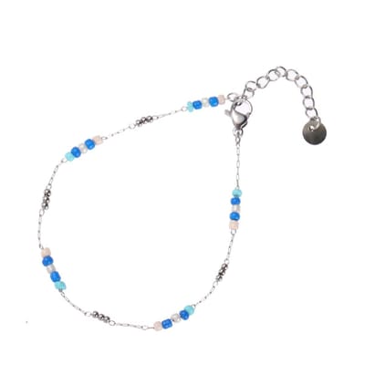 Go Dutch Label Armband Blauw groene kraal Silver B2234-1