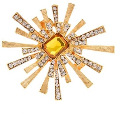 Broches Feux d'artifice en Cristal Pour Femmes Épingles Strass Couleurs Disponibles Accessoires Manteau Costume Haute Qualité jaune