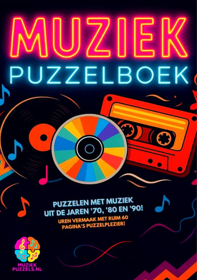 Muziekpuzzelboek 70’s 80’s 90’s – Muziekquiz, Popquiz & Trivia | Puzzelboek met Quizvragen | Uren puzzelplezier, perfect voor vakantie, thuis of een gezellige avond | Cadeau voor muziekliefhebbers