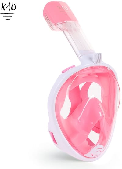 X10 Snorkelmasker - Duikbril - Snorkel - Snorkelset - Full Face Masker - Kinderen - Roze - XS