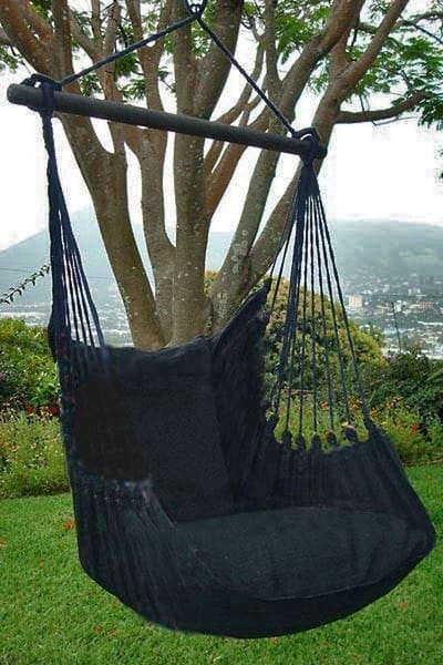 Lazy Rezt hangstoel Zwart XL incl. 2 kussenhoezen 60x60 cm en een voetensteun