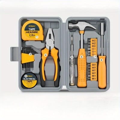 24 In 1 Multifunctionele Handgereedschapset voor Thuisreparatie met Plastic Gereedschapskist Opbergkoffer Professionele Gereedschapssets 24 Pieces geel
