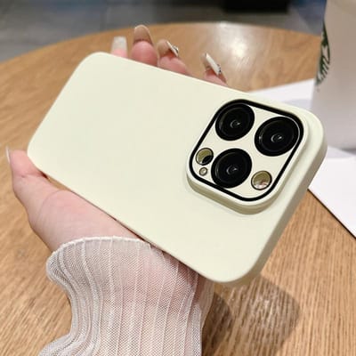 Modieuze Snoepkleur Matte PC Harde Dunne Hoes Voor iPhone 16 15 14 13 12 Pro Max Plus Met Glazen Camera Lens Film Beschermhoes for iphone14ProMax(6.7") beige