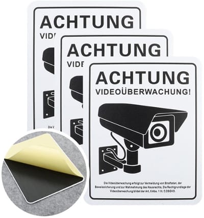 Dailygoods- Videobewaking Bord 12 x 15 cm - Schild Camerabewaking - Privé-Grondborden - Waterdicht - UV-Coating - Eenvoudig te Plakken - Bewakingsbord