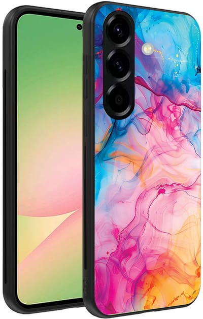 Smartphonica Telefoonhoesje Geschikt voor Samsung Galaxy A56 met Regenboog Acryl Marmer Opdruk - TPU Backcover Case Rainbow Acrylic Marble Design geschikt voor Samsung Galaxy A56