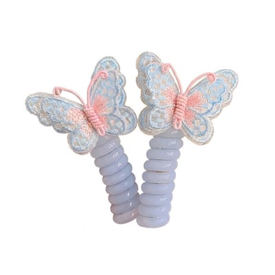 Blauw roze haarclip set – 2 stuks – vlinder haar clips voor dames – kunststof haar accessoires met textiel vlinder detail – elegante haar klemmen voor dagelijks gebruik
