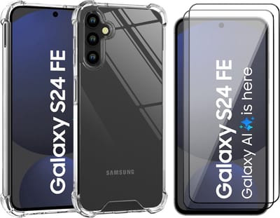 Hoesje geschikt voor Samsung Galaxy S24 FE - 2x Screenprotector Volledig Dekkend Glas - Shockproof Transparant