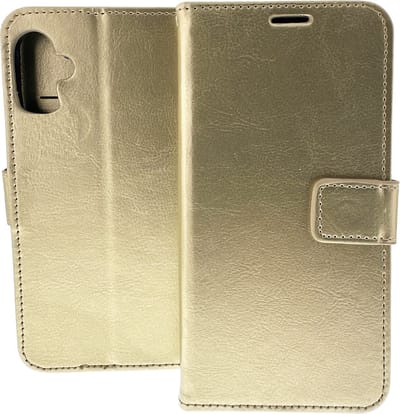 Bookcase Geschikt voor: Apple iPhone 16 - Goud - portemonnee hoesje - ZT Accessoires