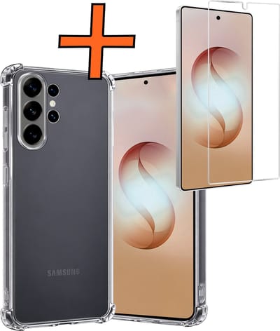 Hoes - Met Screenprotector - Geschikt voor Samsung Galaxy S26 Ultra - Sterk & Shockproof - Siliconen Case - Back Cover - Telefoon Hoes - Shock Proof - Transparant
