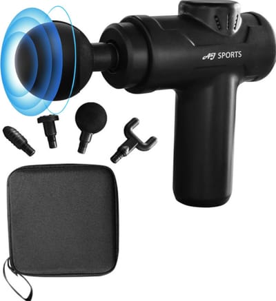 AJ-Sports Mini Massage Gun - Massage Pistool - Massage Apparaat - 4 opzetstukken - Inclusief Koffer - Zwart - Draadloos - Krachtig