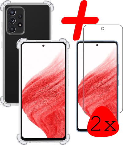 Hoesje Met Screenprotector - 2 Stuks - Geschikt voor Samsung Galaxy A53 - Sterk & Shockproof - Siliconen Case - Back Cover - Telefoon Hoes - Shock Proof - Transparant