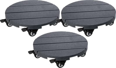 Ronde Plantenroller Massief WPC Antraciet - 30 cm - 100 kg Draagkracht - Plantentransporter voor Binnen en Buiten