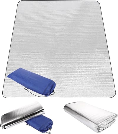 Camping Isolatiemat 200 x 200 cm - Dikke Aluminium Isolatie Mat, 2.5 mm, Waterdicht en Vouwbaar, Ideaal voor Picknicks, Wandelen en Strandactiviteiten