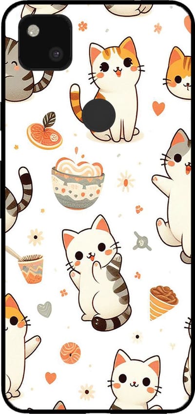 Smartphonica Telefoonhoesje voor Google Pixel 4A met katten opdruk - TPU backcover case cat design geschikt voor Google Pixel 4A