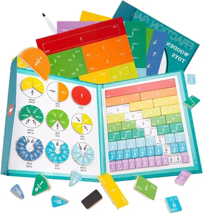 Magnetische Breukpuzzel - Wiskunde Puzzel Boek - Rekenen Leren - Interactieve Leeromgeving - 25 x 22 x 3 cm
