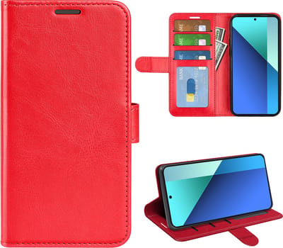 MobyDefend Hoesje - Geschikt voor Xiaomi Redmi Note 13 4G - Wallet Book Case (Sluiting Achterkant) - Rood