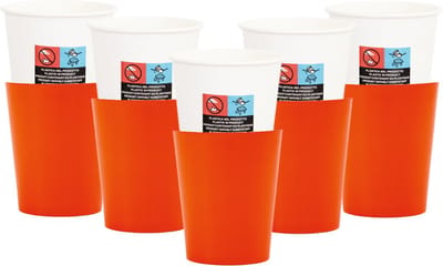 Givi Italia Feestbekers met hoesjes - 24x - oranje - papier - 250ml - kinderfeestje - kartonnen bekertjes