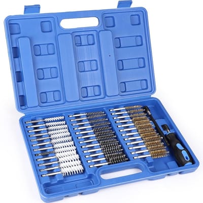38-delige Injectoren Reinigingsset met RVS, Nylon en Messing Borstels voor Effectieve Reiniging en Ontbramen van Injectoren, Buizen en Rondborstels met 150 mm Verlenging