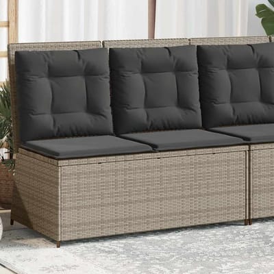 vidaXL - Tuinbankje - verstelbaar - met - kussens - poly - rattan - lichtgrijs