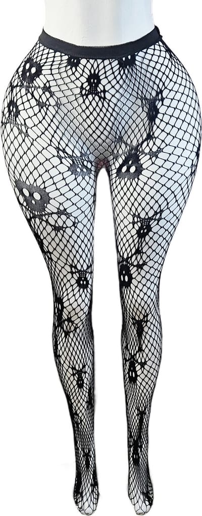 BamBella ® - Panty -Onesize - gaas maillot dunne pantys Dames - Onesize - sexy Erotische lingerie van kant skull gothic halloween zwart