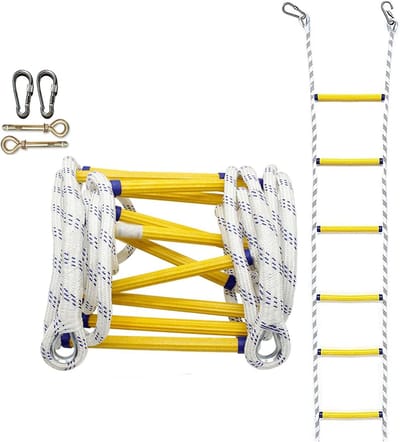 Touwladder Noodladder - Veiligheidsladder Ontsnapping - Snelle Ontsnapping - Slijtvast Versterkt - 30 cm Breed - Zwart