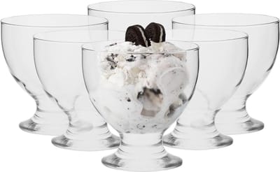 Dessertkommen van helder glas - 475 ml - Set van 6 - Korte steel - IJscoupe - Vaatwasmachinebestendig