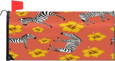 Brievenbus Cover - Magnetische Wrap - Buiten Decoratie - Waterdicht Duurzaam - 25.5" L x 20.7" B - Zebras Bloem