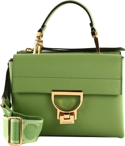 COCCINELLE Leren Schoudertas Handtas Arlettis Signature Handbag Grained Leather Guacamole Groene