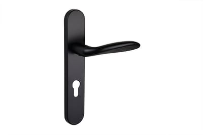 Lavuzo deurkruk Benevento Zwart met afgerond schild PC72 | Per set | Deurklink met schild