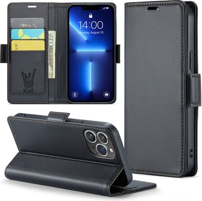 Hoesje geschikt voor iPhone 13 Pro - HyperCase Book Cover Kunstleer Zwart