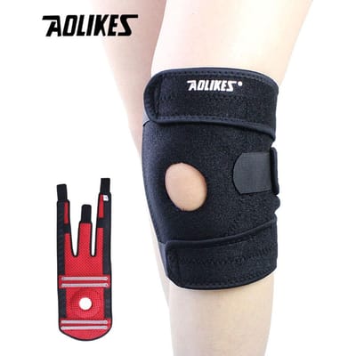 Aolikes 1 Stuk Nieuwe Kniebrace Inclusief Zijstabilisatoren - Verstelbare Knieondersteuning Kenmerken Inclusief Patella Gelkussen Kniebanden Geschikt Voor Mannen en Right leg