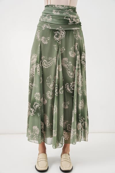 Hoge Taille Paisley Maxi Rok