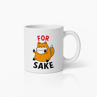 Grappige Koffiemok 330ml – "For Fox Sake" Cartoon Ontwerp – Humoristisch Cadeau voor Vrienden, Collega’s & Koffieliefhebbers