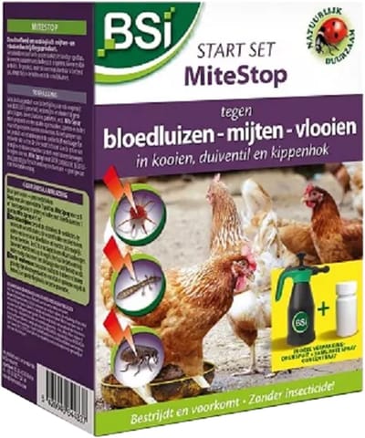 BSI - Mitestop Start Set - Voor kippen, duiven en vogels - 50 ml concentraat + handige turbo drukspuit van 1,5 l