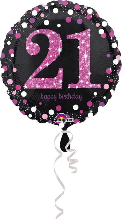 Qualatex - Folieballon 21 Jaar Sparkling Celebrations Roze 43 cm