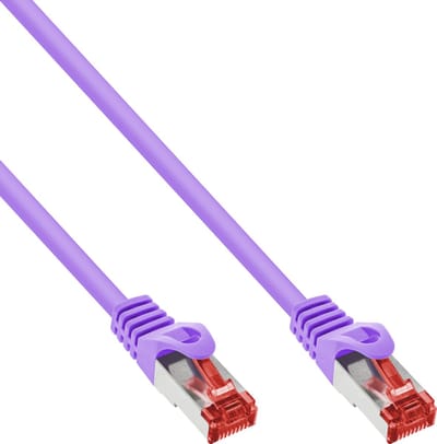 InLine® Patchkabel, S/FTP (PiMf), Cat.6, 250 MHz, PVC, koper, paars, 0,5m