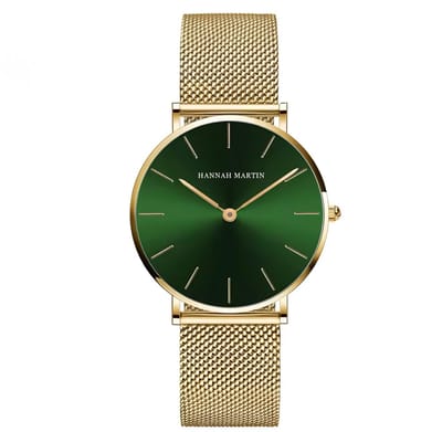 Hannah Martin Elegante Horloge | Goudkleurig | Groen Wijzerplaat | Borasi | Dames Horloges | Vrouwen Horloges | Best Verkochte Horloges | Leuke Cadeau | Cadeau Voor Haar | Luxe Geschenkdoos |