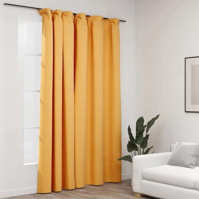 vidaXL - Gordijn - linnen-look - verduisterend - met - haken - 290x245 - cm - geel