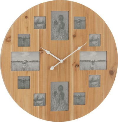 J-Line klok Foto - hout - naturel - Ø 60 cm